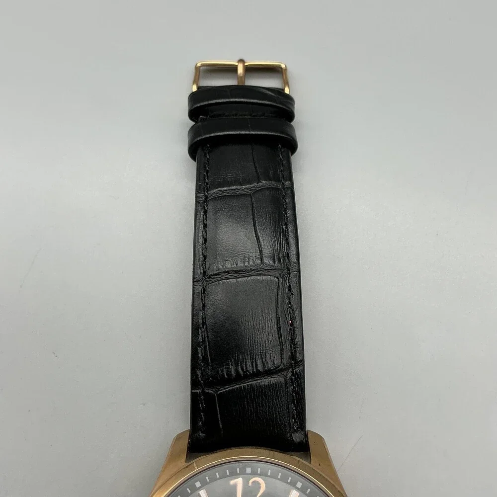 Lucien Piccard Mens Watch 42mm Black Dial Rose Gold Tone Date New Battery